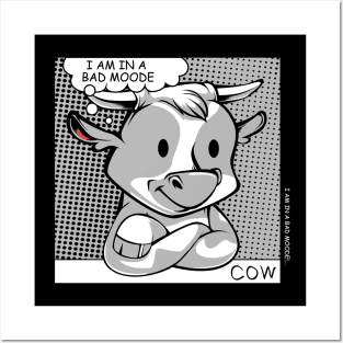 Cow - Bad Moode - Funny Farming Animal Puns Posters and Art